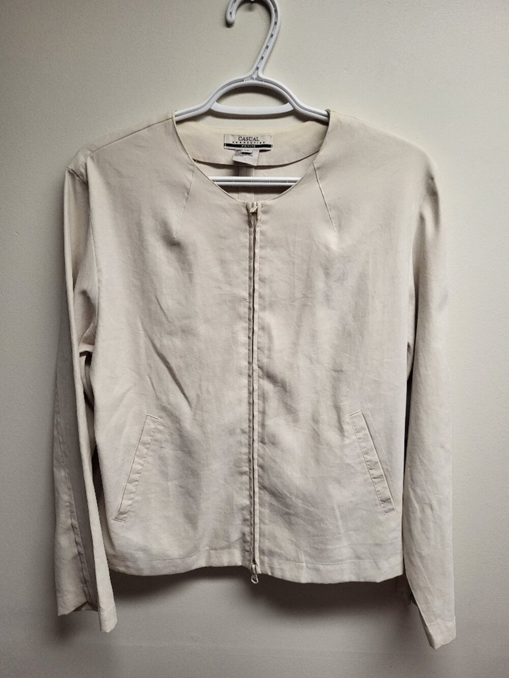 Casual Connection Petite Ivory Zip Front Jacket Size 14P